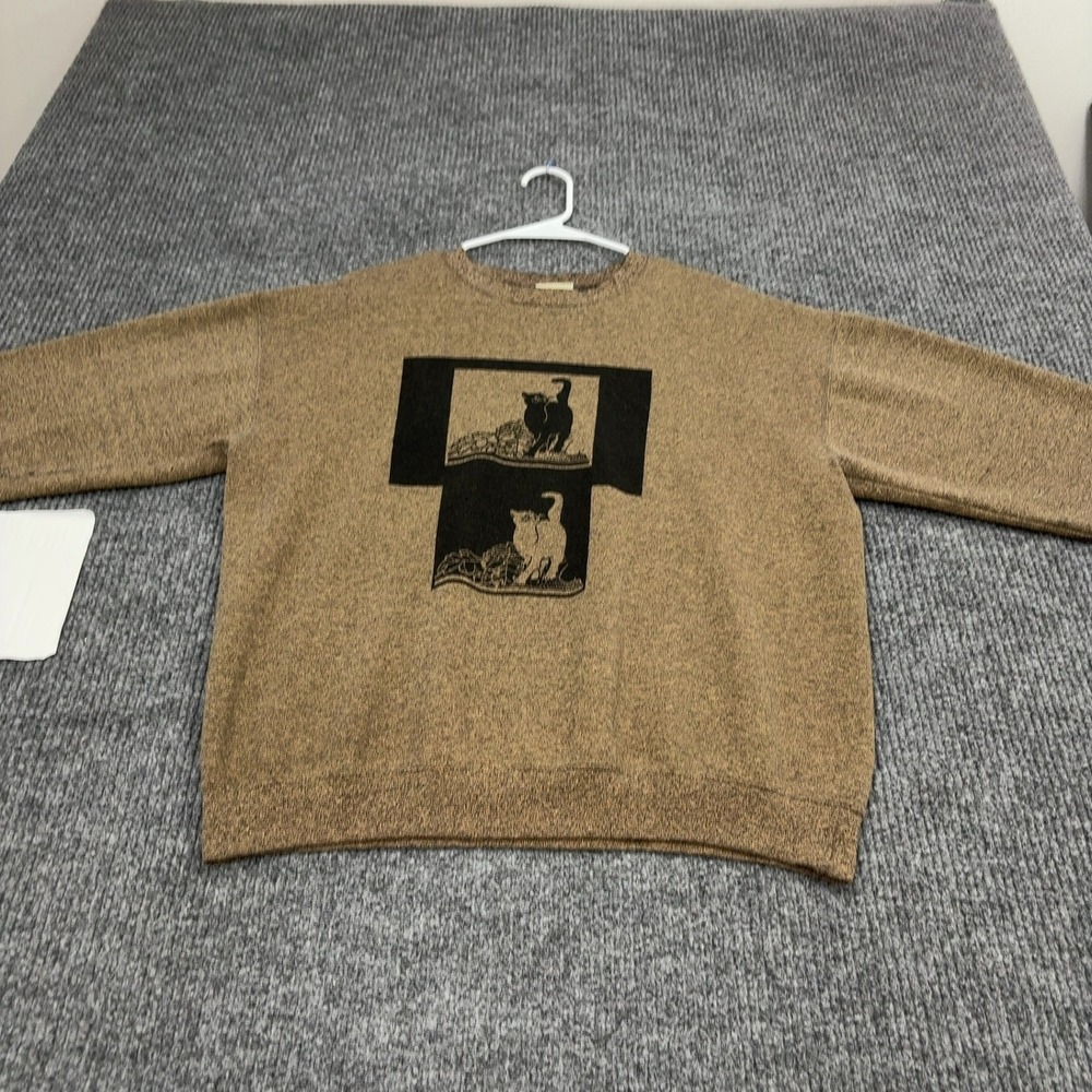 Vintage Lee Sweatshirt Mens L Brown Cotton Cat Graphic Crewneck Streetwear Gorp